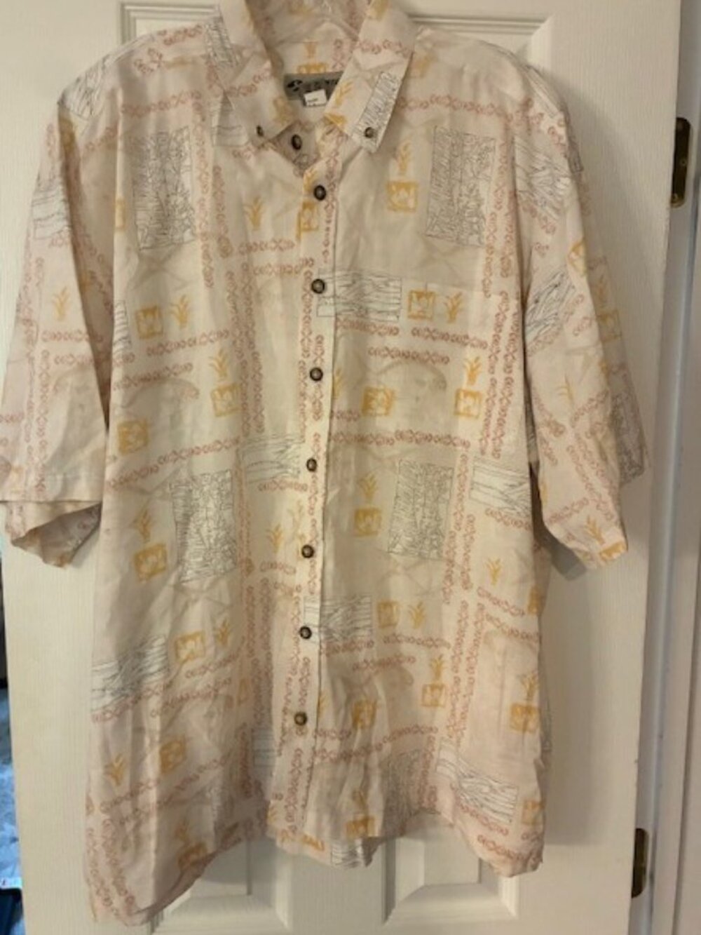 SPORTIF USA Short Sleeve Shirt 100% Cotton Mens Tropical Fish Button Up Sz L